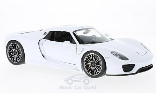 Diecast model cars Porsche 918 Base Spyder white/black 2011 Hard Top without Vitrine 1/18 Welly