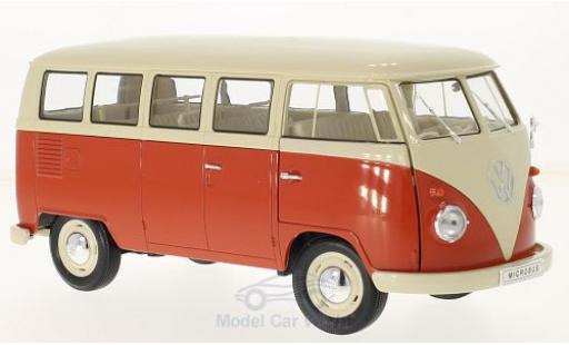 Diecast model cars Volkswagen T1 B beige/red 1963 Bus 1/18 Welly