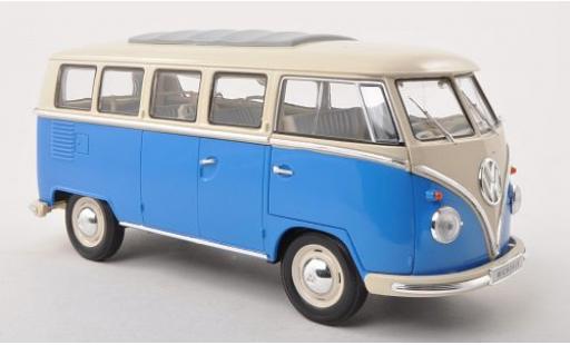 Diecast model cars Volkswagen T1 B Bus blue/white 1962 1/18 Welly