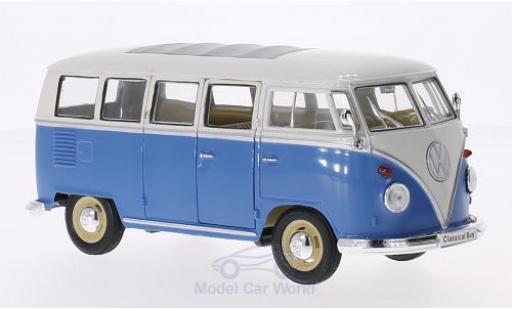 Diecast model cars Volkswagen T1 B Bus blue/white 1963 1/24 Welly