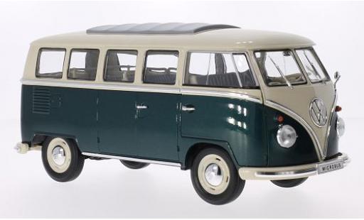 Diecast model cars Volkswagen T1 B Bus green/white 1962 1/18 Welly
