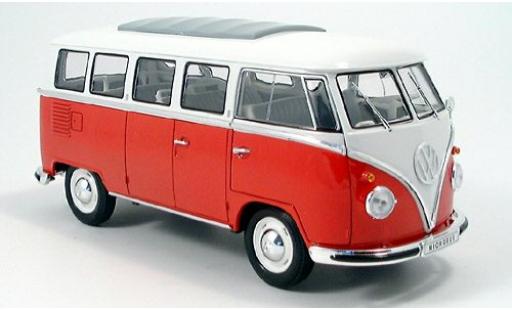 Diecast model cars Volkswagen T1 B Bus red/white 1962 1/18 Welly