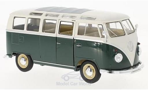 Diecast model cars Volkswagen T1 B Samba green/white 1963 1/24 Welly