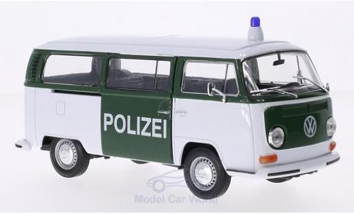 Diecast model cars Volkswagen T2 B Bus white/green Police 1972 1/24 Welly