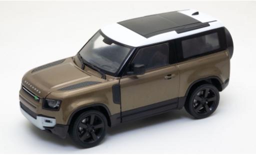 Diecast model cars Land Rover Defender Base metallise brown/white 2020 1/24 Welly