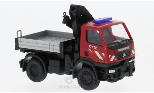 Diecast model cars Mercedes Unimog Base U20 Fire brigade with Ladekran 1/87 Wiking